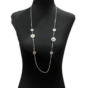 The Sak Long Chain Necklace Semi Matte Silver Tone New